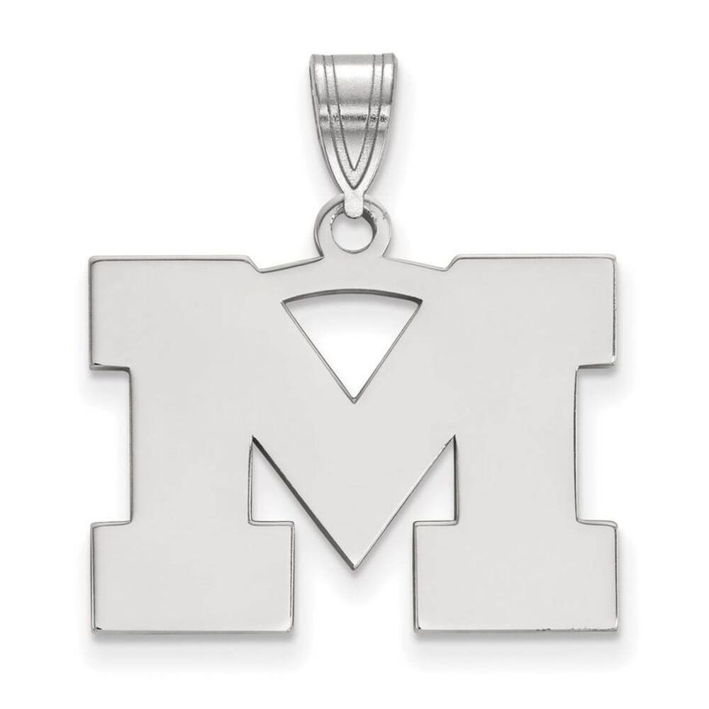 Sterling Silver U. of Michigan Medium Initial M Pendant